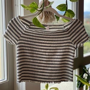 Off Shoulder Cropped Shirt